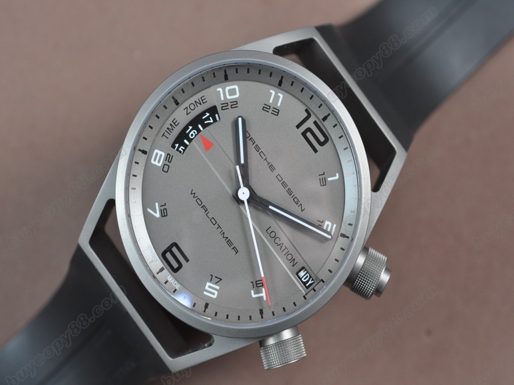 保時捷【男性用】 Performance P6750 Worldtimer Ti Grey dial on Rubber strapAsia 7750 自動機芯搭載． 振頻每小時 28,800 次2