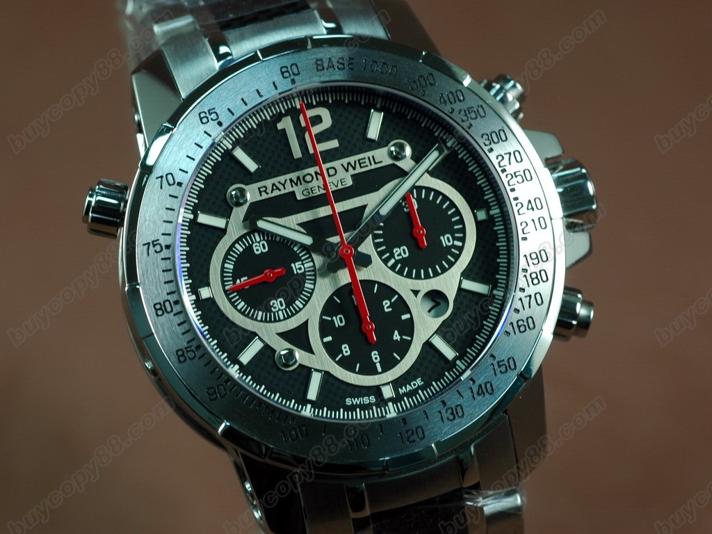 雷蒙威【男性用】  RWsport SS/Carbon Fiber Black Chronograph Asian7750自動機芯搭載0