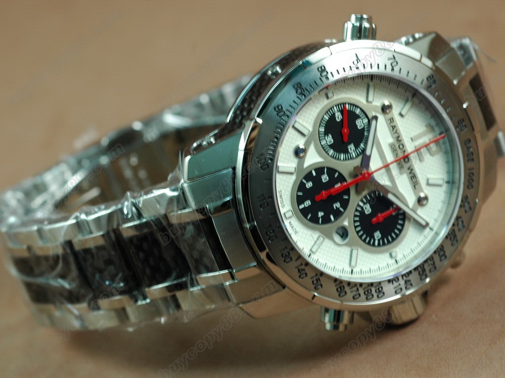 雷蒙威【男性用】 RWsport SS/Carbon Fiber White Chronograph Asian 7750自動機芯搭載8