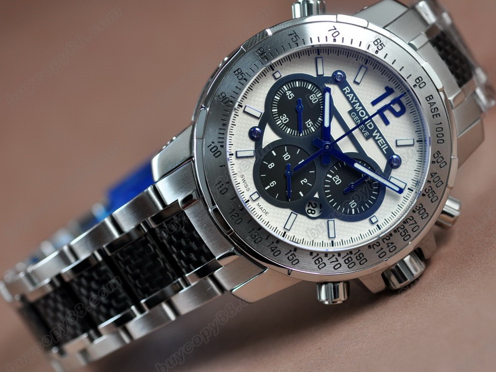 雷蒙威【男性用】  RWsport SS/Carbon Fiber White Chronograph Asian 7750自動機芯搭載2