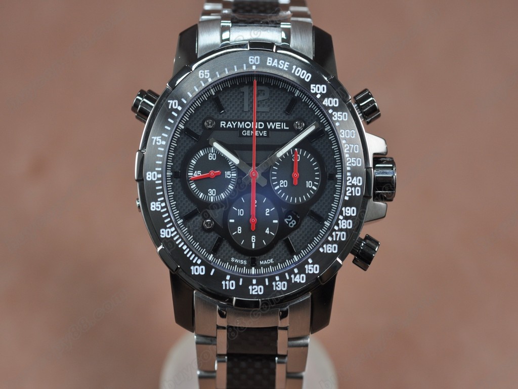 雷蒙威【男性用】 RWsport SS/Carbon Fiber Black Chronograph Asian 7750自動機芯搭載0