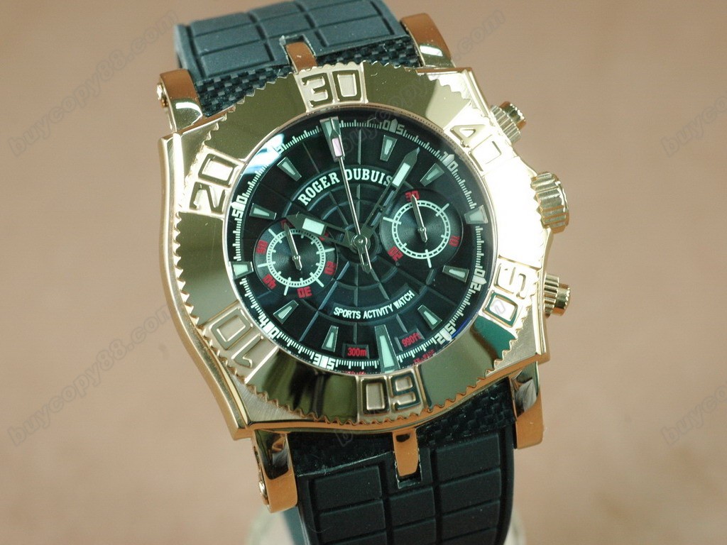 豪爵錶【男性用】 Easy Diver Chrono (Updated) RG/RU Black Manual 手上鏈搭載  0