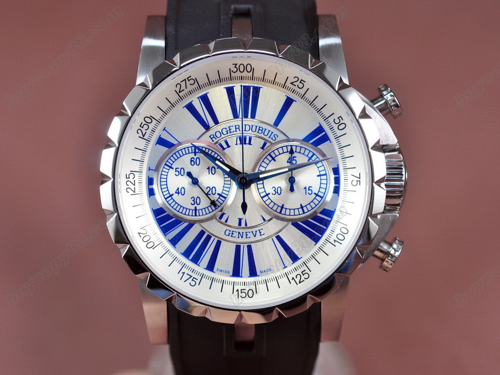 豪爵錶【男性用】Excalibur Chrono SS/RU Wht/Blu Manual手上鏈搭載2