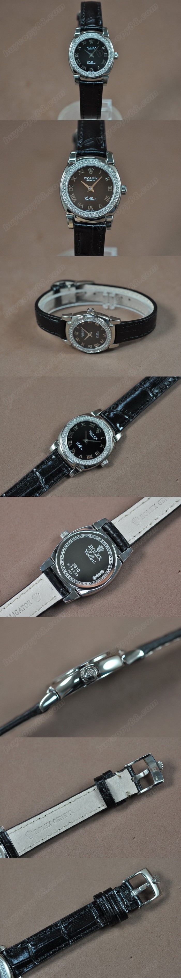 勞力士 Watches Cellini 26mm SS/LE Diam Bel 黑 文字盤 Ronda 762 石英機芯 搭 載0