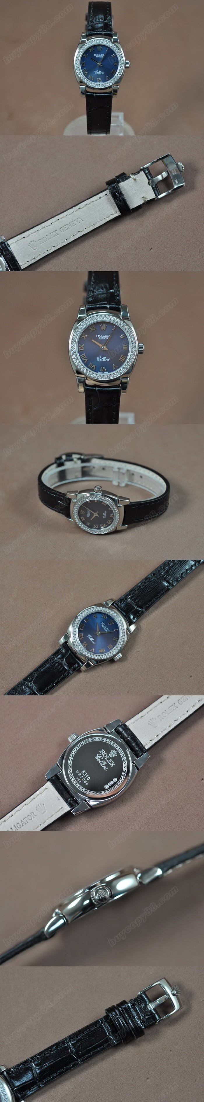 勞力士 Watches Cellini 26mm SS/LE Diam Bel 藍い 文字盤 Ronda 762 石英機芯 搭 載0