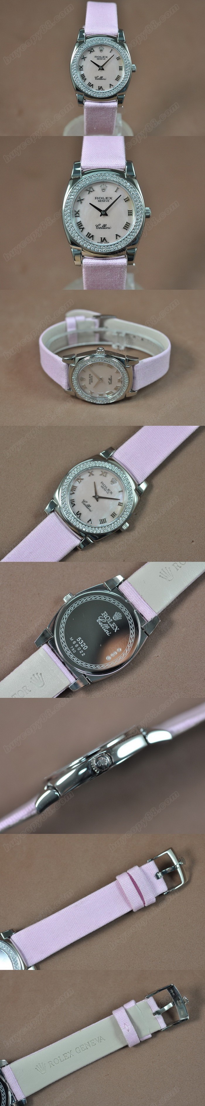 勞力士 Watches Cellini 32mm SS/LE Diam Bel Pearl ピンク 文字盤 Ronda 762 石英機芯 搭 載 0