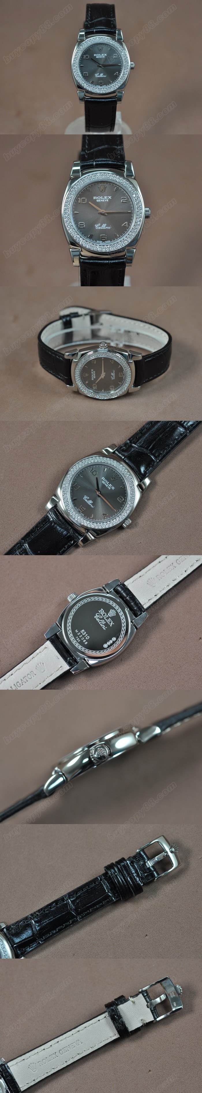  勞力士 Watches Cellini 32mm SS/LE Diam Bel Metal 灰色 文字盤 Ronda 762 石英機芯 搭 載  0