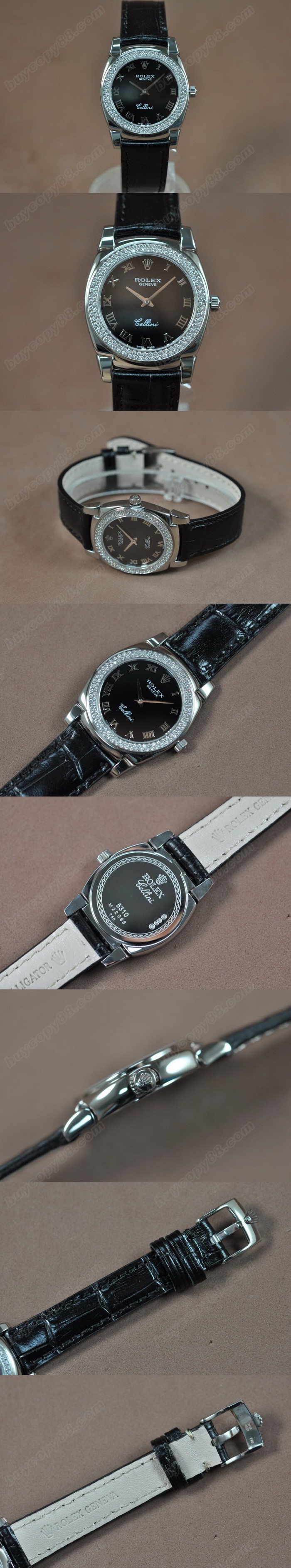  勞力士 Watches Cellini 32mm SS/LE Diam Bel 黑 文字盤 Ronda 762 石英機芯 搭 載   0