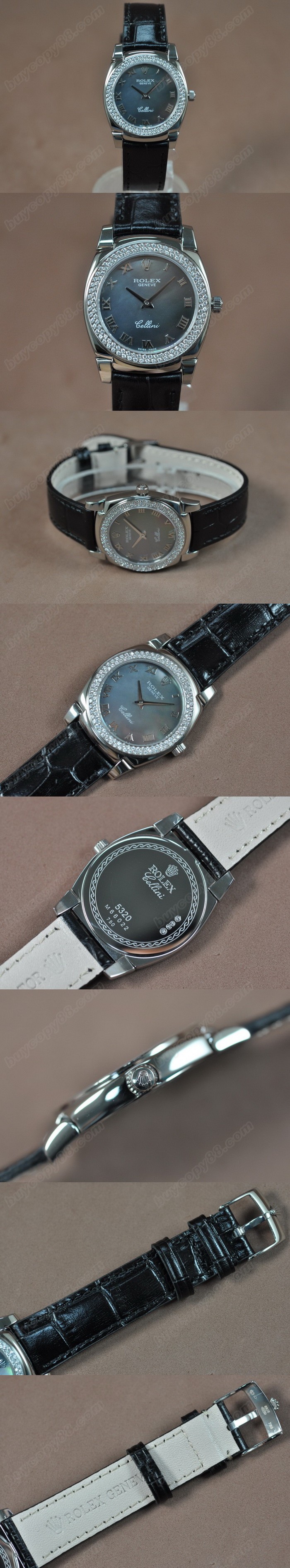  勞力士 Watches Cellini 32mm SS/LE Diam Bel Pearl 灰色 文字盤 Ronda 762 石英機芯 搭 載   0