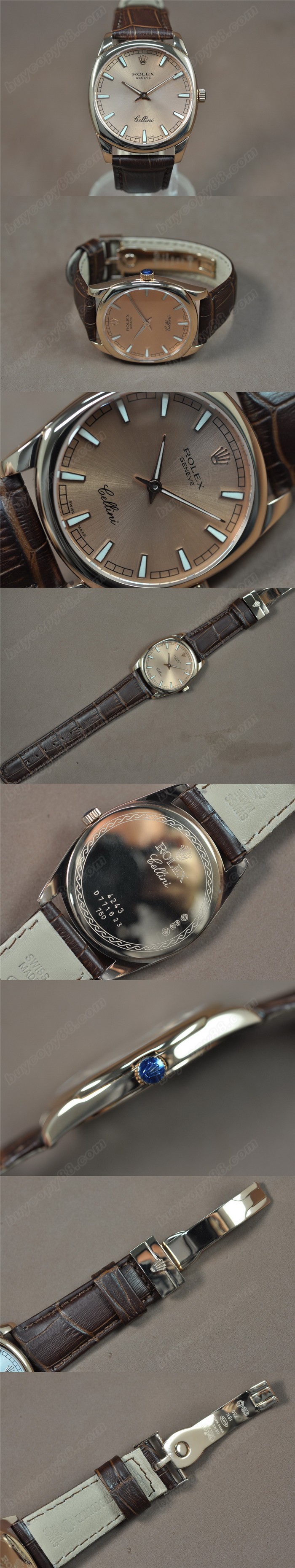 勞力士ROLEX Cellini 38mm 玫瑰金/LE Rose gold dial Ronda-762 石英機芯0