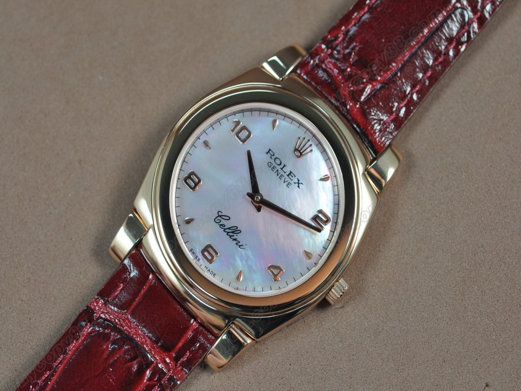 勞力士【男女兼用】 Cellini 36mm RG/LE Pearl blue dial Ronda 762石英機芯搭載3