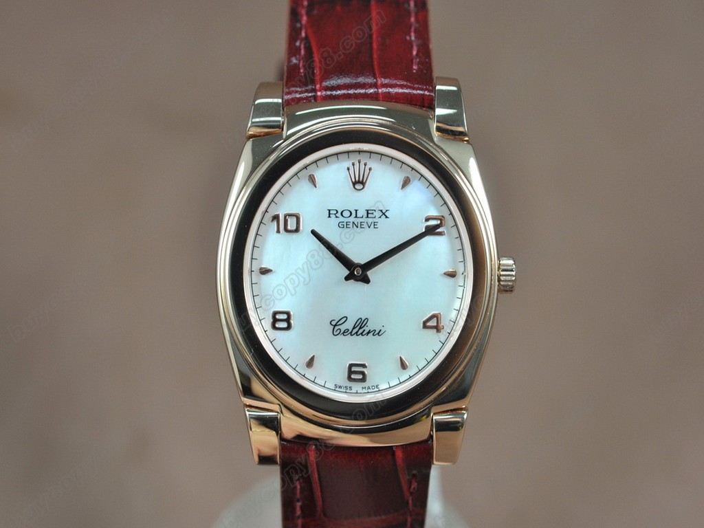 勞力士【男女兼用】 Cellini 36mm RG/LE Pearl blue dial Ronda 762石英機芯搭載5