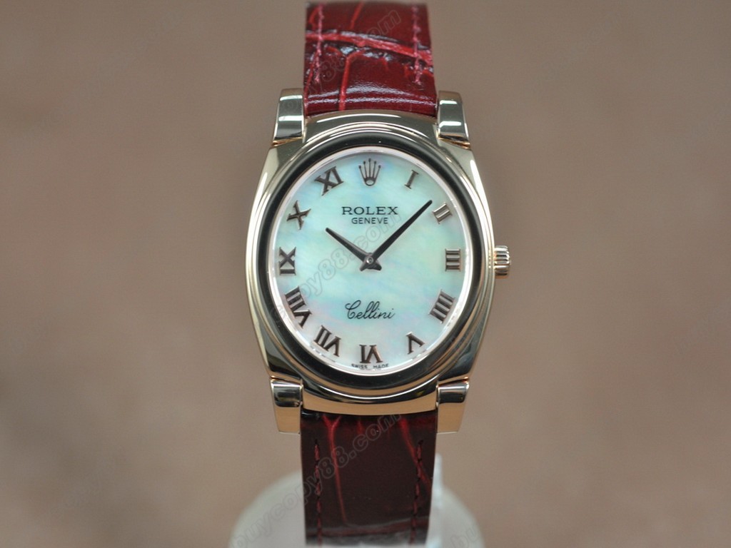 勞力士【男女兼用】 Cellini 36mm RG/LE Pearl blue dial Ronda 762石英機芯搭載0