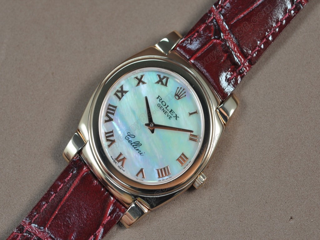 勞力士【男女兼用】 Cellini 36mm RG/LE Pearl blue dial Ronda 762石英機芯搭載3