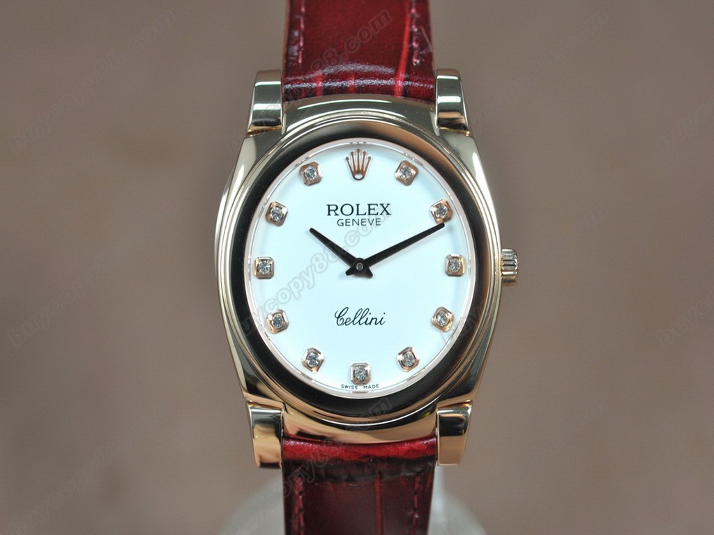 勞力士【男女兼用】 Cellini 36mm RG/LE Pearl blue dial Ronda 762 石英機芯搭載10