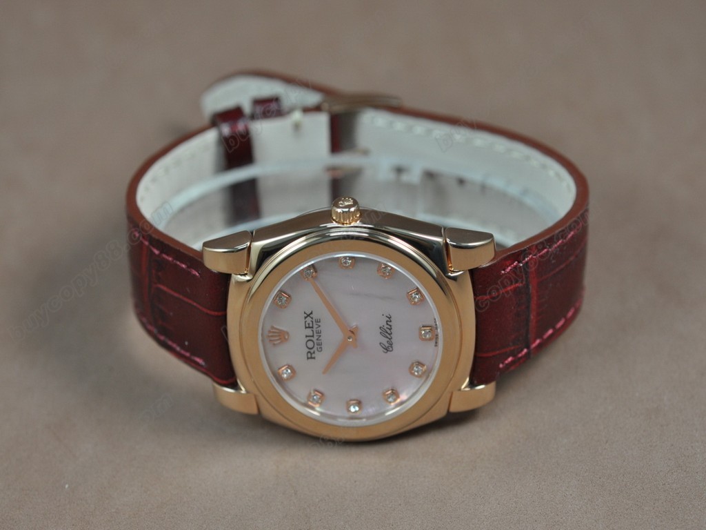 勞力士【男女兼用】Cellini 36mm RG/LE Pearl blue dial Ronda 762 石英機芯搭載9
