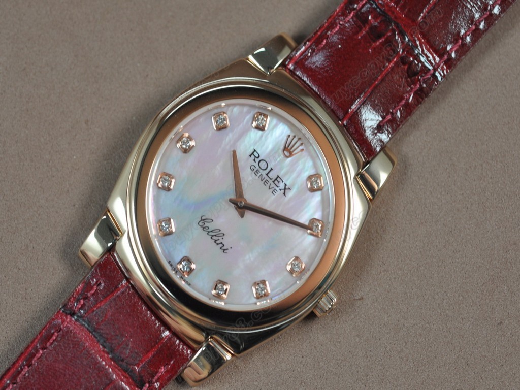 勞力士【男女兼用】Cellini 36mm RG/LE Pearl blue dial Ronda 762 石英機芯搭載8