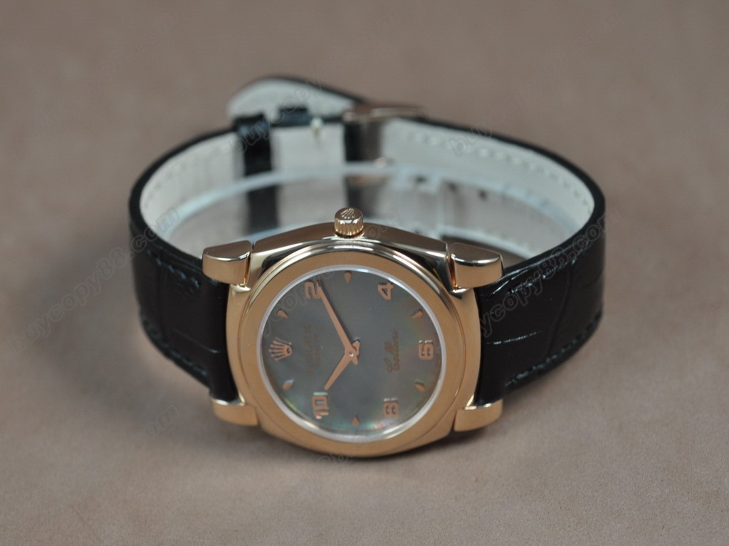 勞力士【男女兼用】 Cellini 36mm RG/LE Pearl blue dial Ronda 762 石英機芯搭載8
