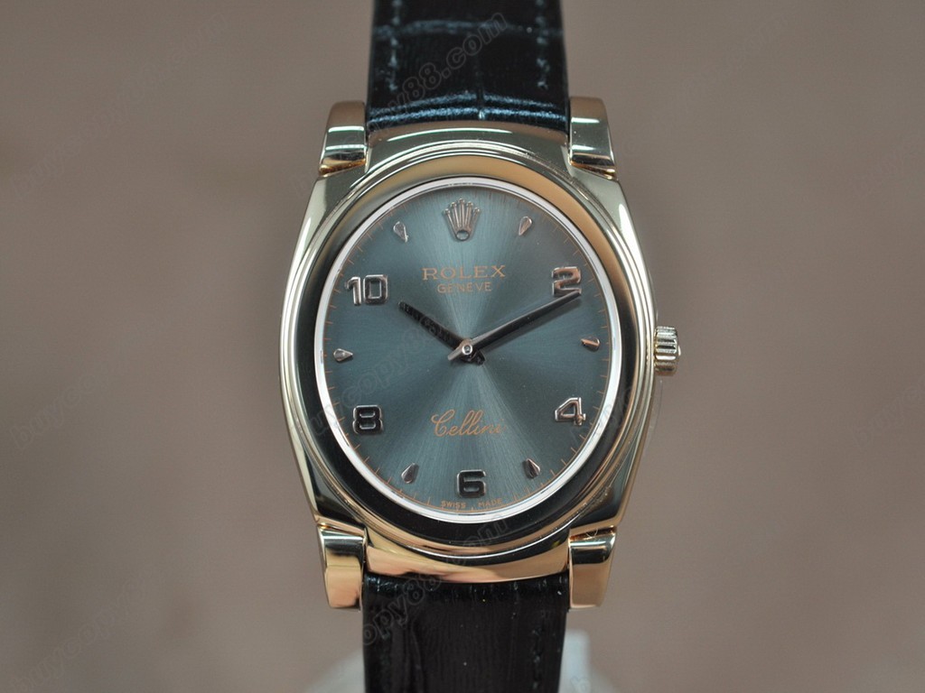 勞力士【男女兼用】Cellini 36mm RG/LE Pearl blue dial Ronda 762 石英機芯搭載10