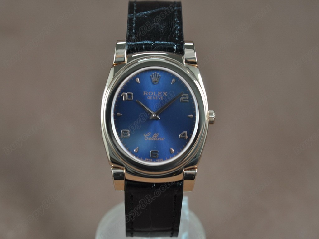 勞力士【男女兼用】Cellini 36mm RG/LE Pearl blue dial Ronda 762 石英機芯搭載10