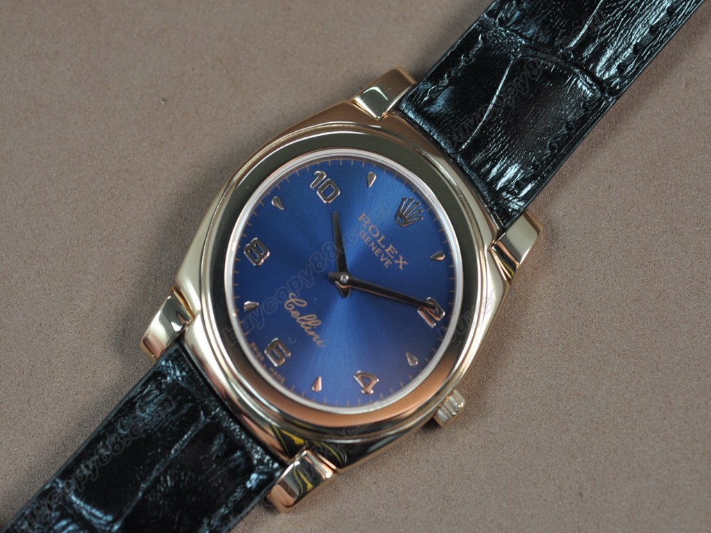 勞力士【男女兼用】Cellini 36mm RG/LE Pearl blue dial Ronda 762 石英機芯搭載7