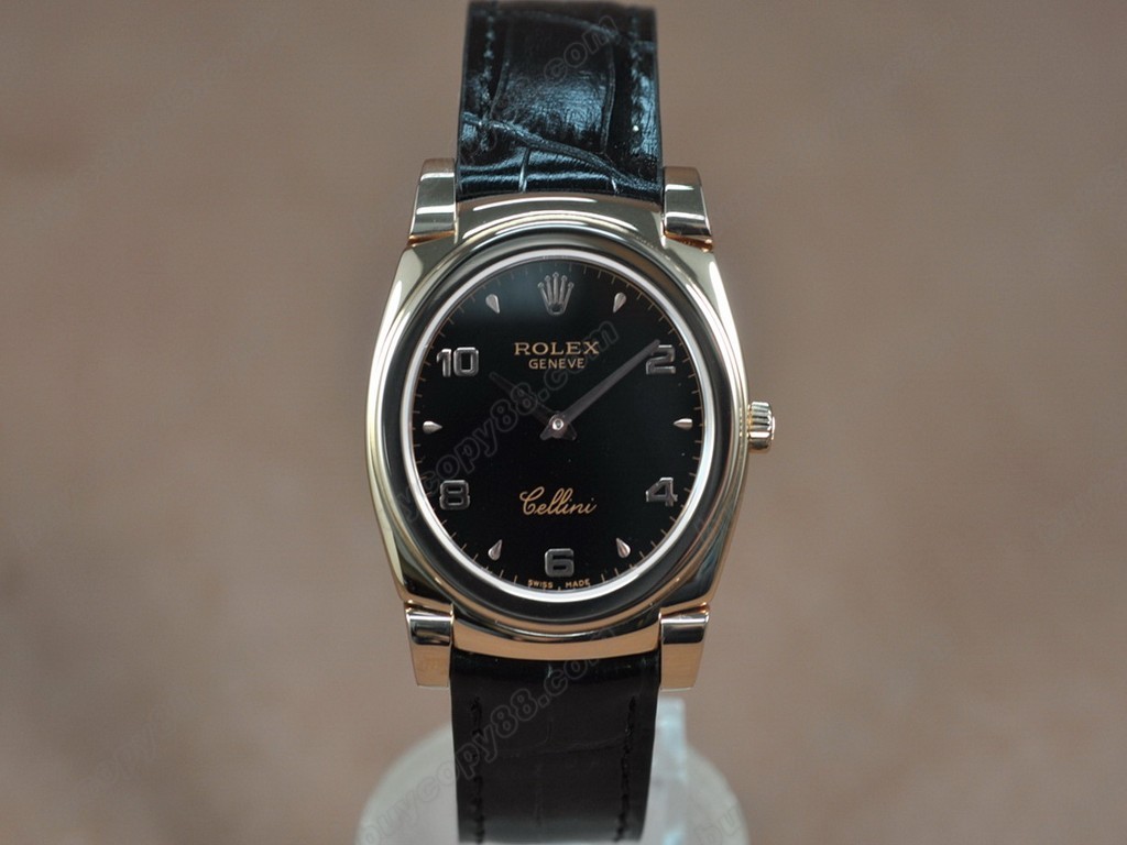 勞力士【男女兼用】Cellini 36mm RG/LE Pearl blue dial Ronda 762 石英機芯搭載10