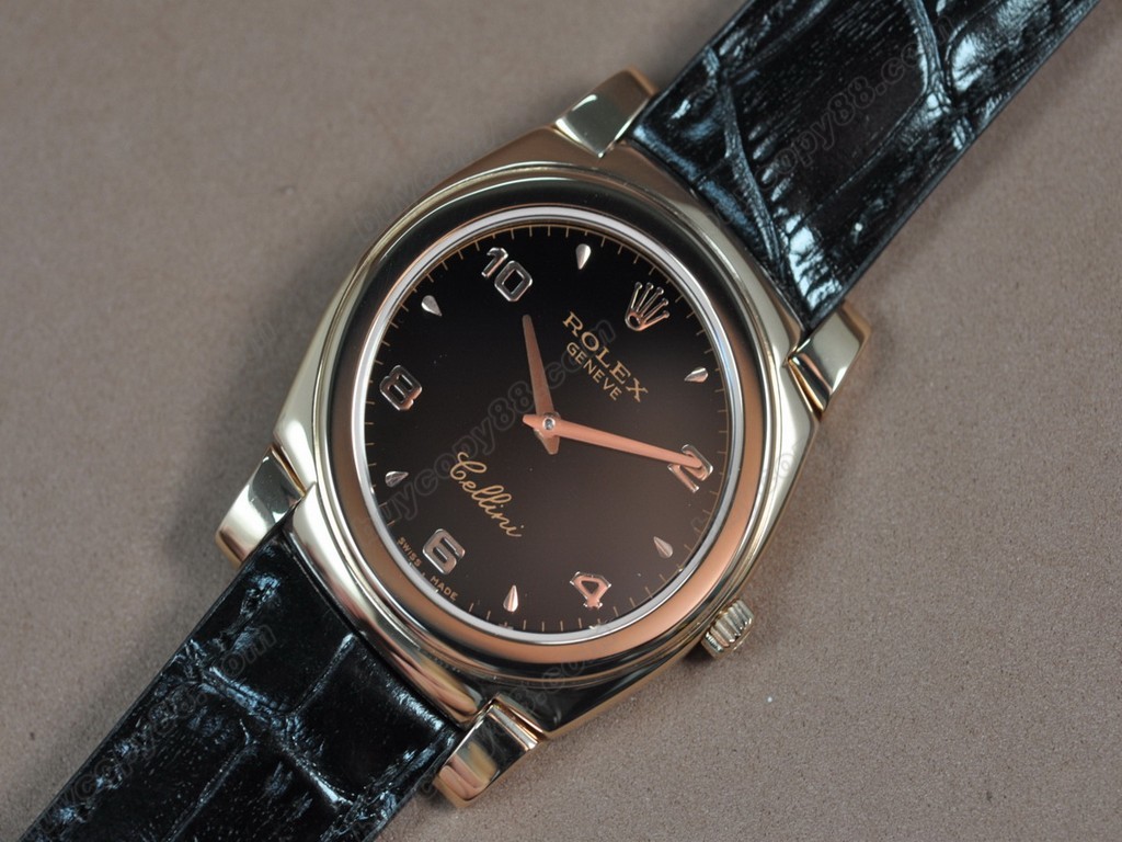 勞力士【男女兼用】Cellini 36mm RG/LE Pearl blue dial Ronda 762 石英機芯搭載7