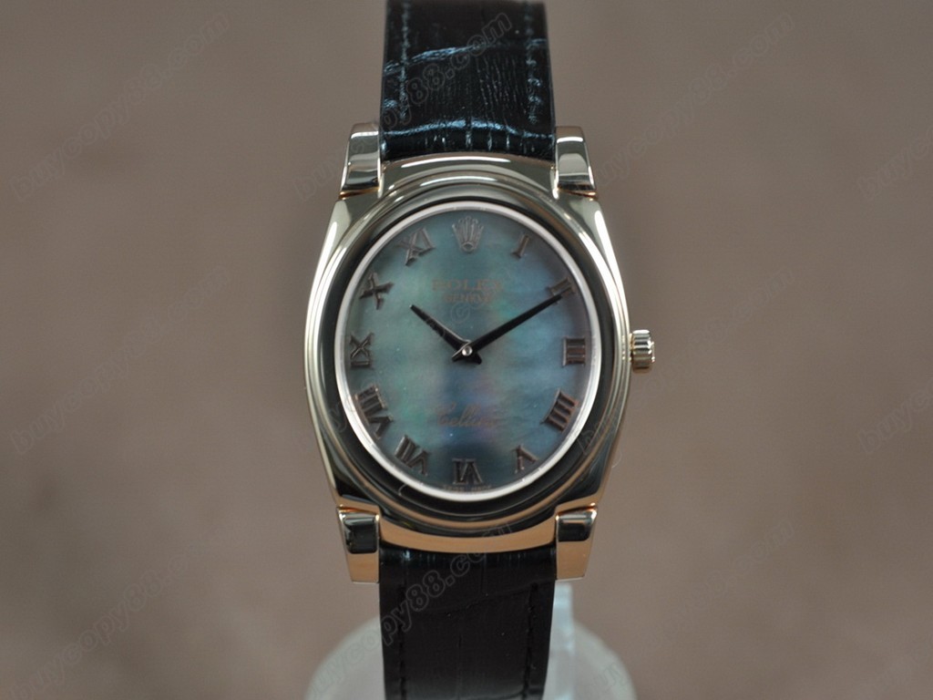 勞力士【男女兼用】Cellini 36mm RG/LE Pearl blue dial Ronda 762 石英機芯搭載10