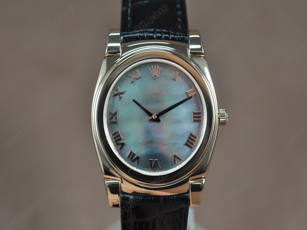 勞力士【男女兼用】Cellini 36mm RG/LE Pearl blue dial Ronda 762 石英機芯搭載9