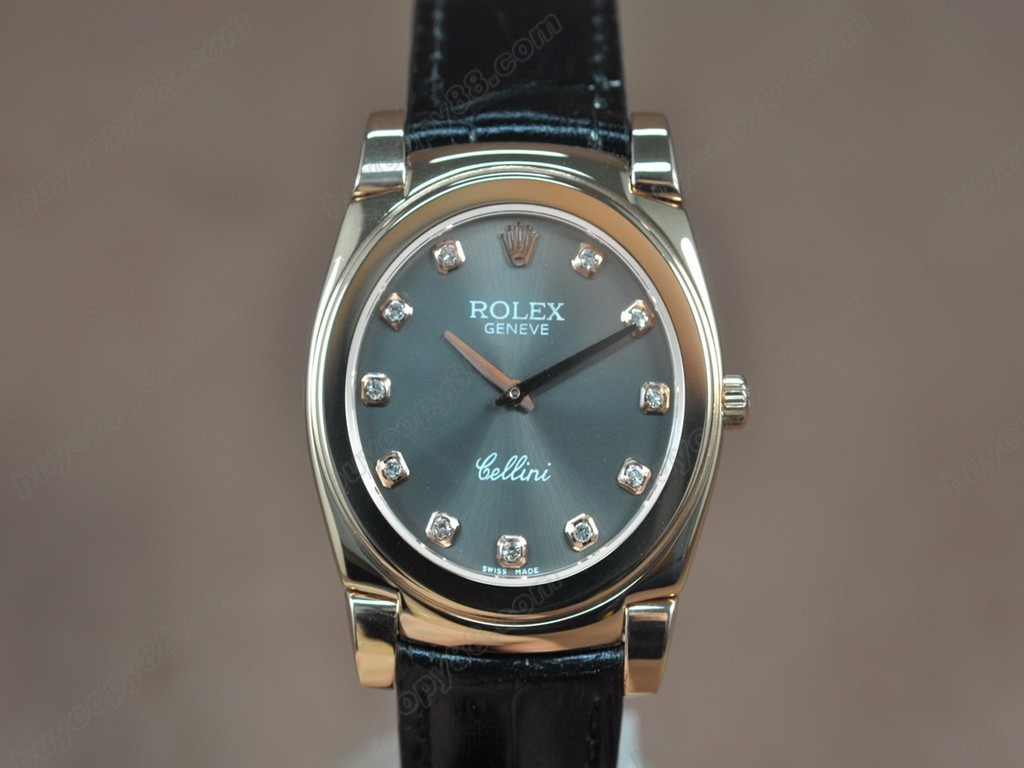 勞力士【男女兼用】 Cellini 36mm RG/LE Pearl blue dial Ronda 762 石英機芯搭載9