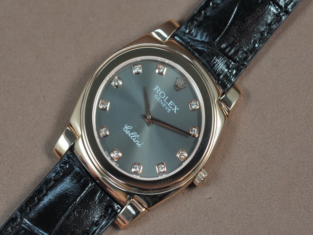 勞力士【男女兼用】 Cellini 36mm RG/LE Pearl blue dial Ronda 762 石英機芯搭載7