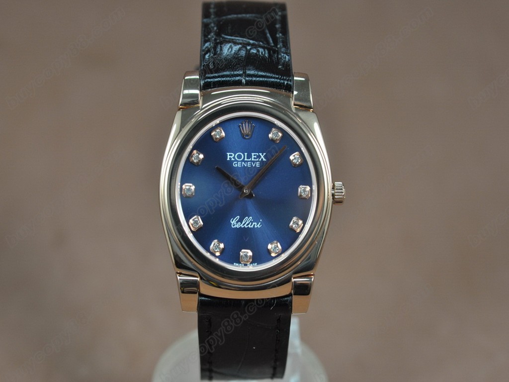 勞力士【男女兼用】 Cellini 36mm RG/LE Pearl blue dial Ronda 762 石英機芯搭載10