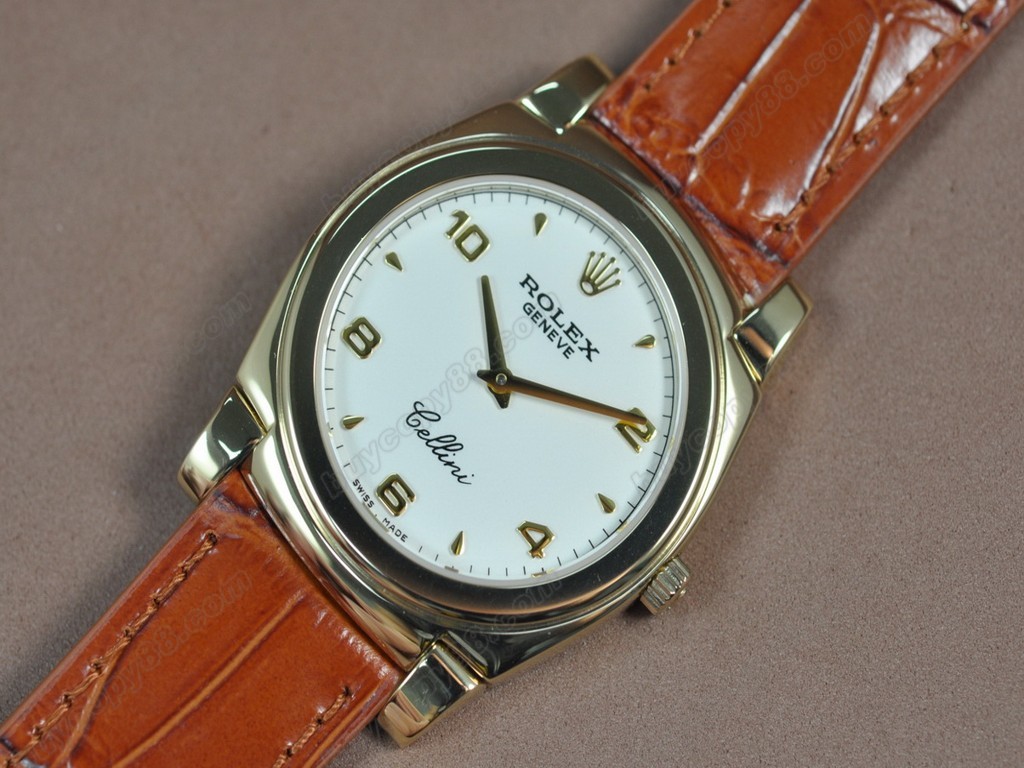勞力士【男女兼用】Cellini 36mm YG/LE Silver dial Ronda 762 石英機芯搭載7