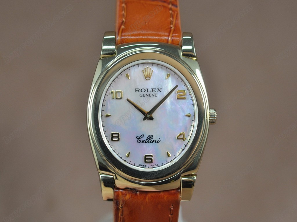 勞力士【男女兼用】Cellini 36mm YG/LE Silver dial Ronda 762 石英機芯搭載9