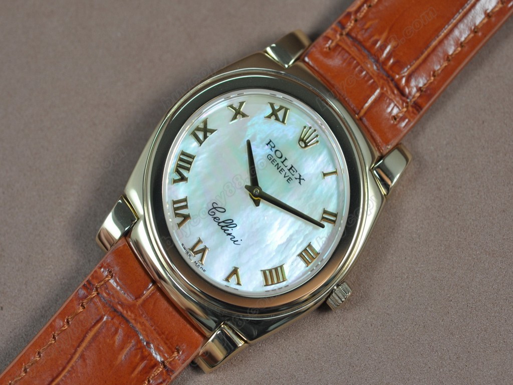 勞力士【男女兼用】 Cellini 36mm YG/LE Silver dial Ronda 762 石英機芯搭載7