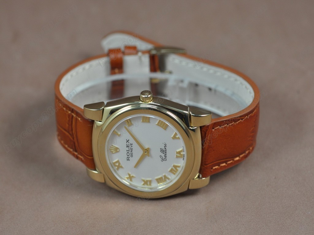 勞力士【男女兼用】Cellini 36mm YG/LE Pearl blue dial Ronda 762 石英機芯搭載8