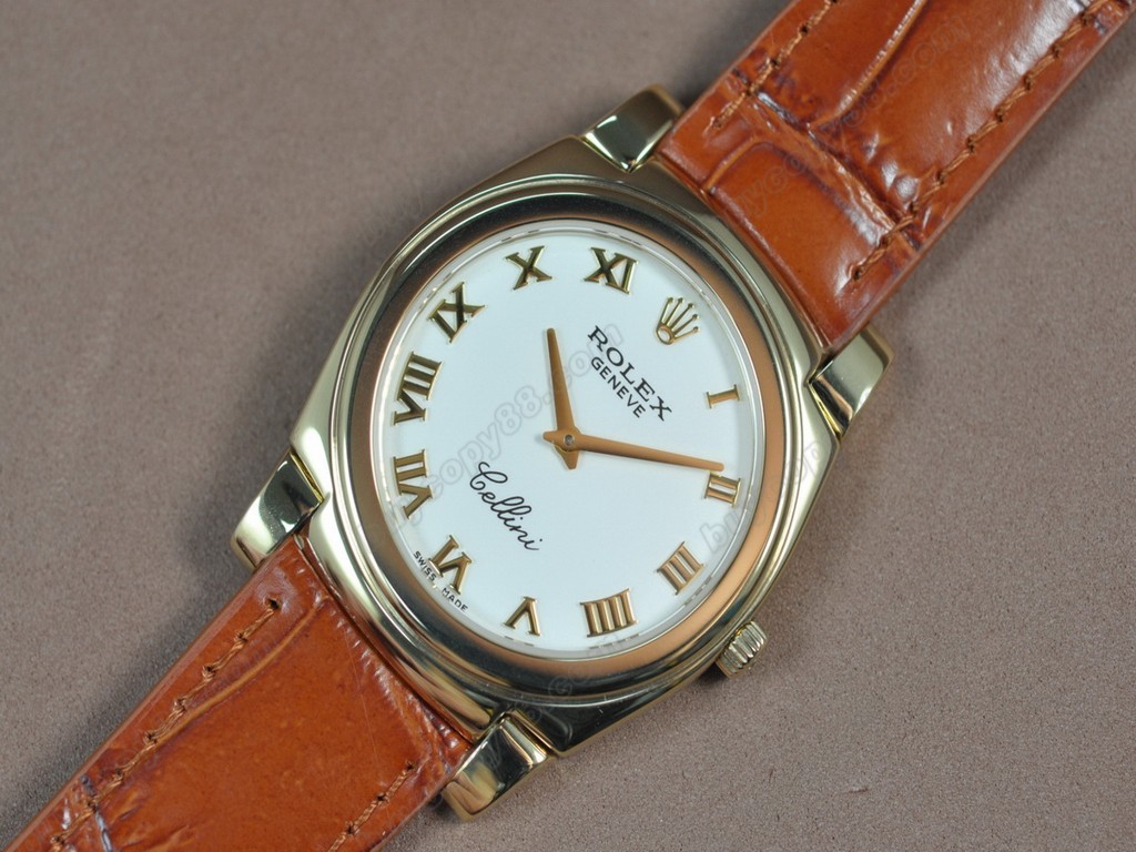 勞力士【男女兼用】Cellini 36mm YG/LE Pearl blue dial Ronda 762 石英機芯搭載7