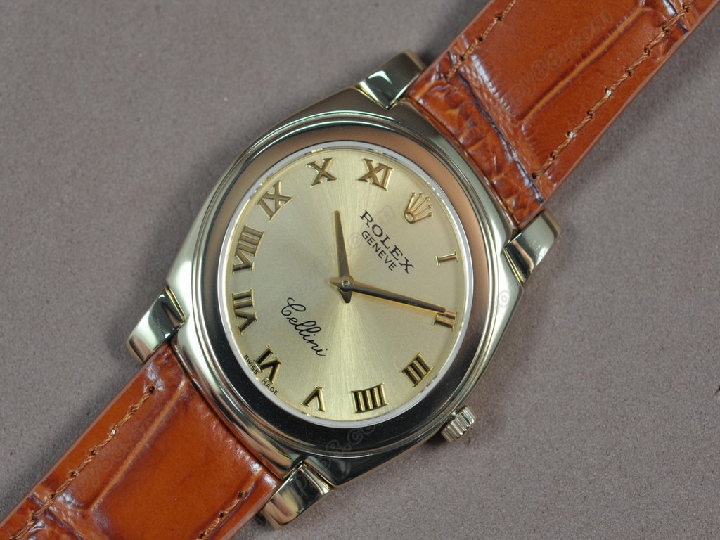 勞力士【男女兼用】Cellini 36mm YG/LE Pearl blue dial Ronda 762 石英機芯搭載7