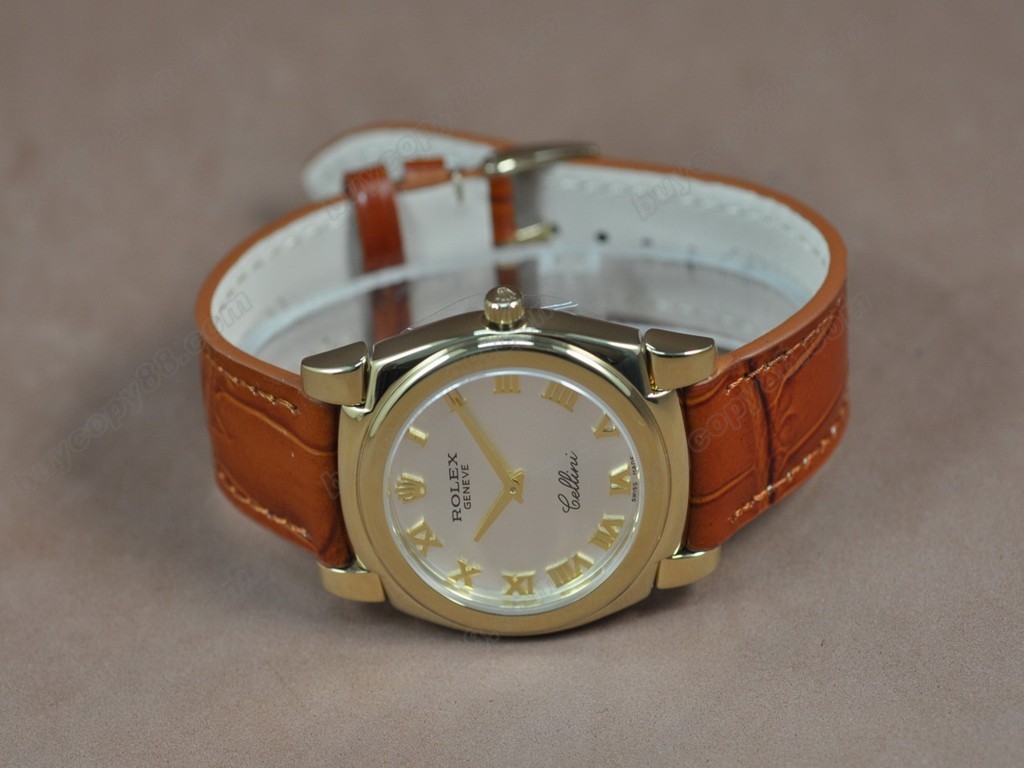 勞力士【男女兼用】 Cellini 36mm YG/LE Pearl blue dial Ronda 762 石英機芯搭載8