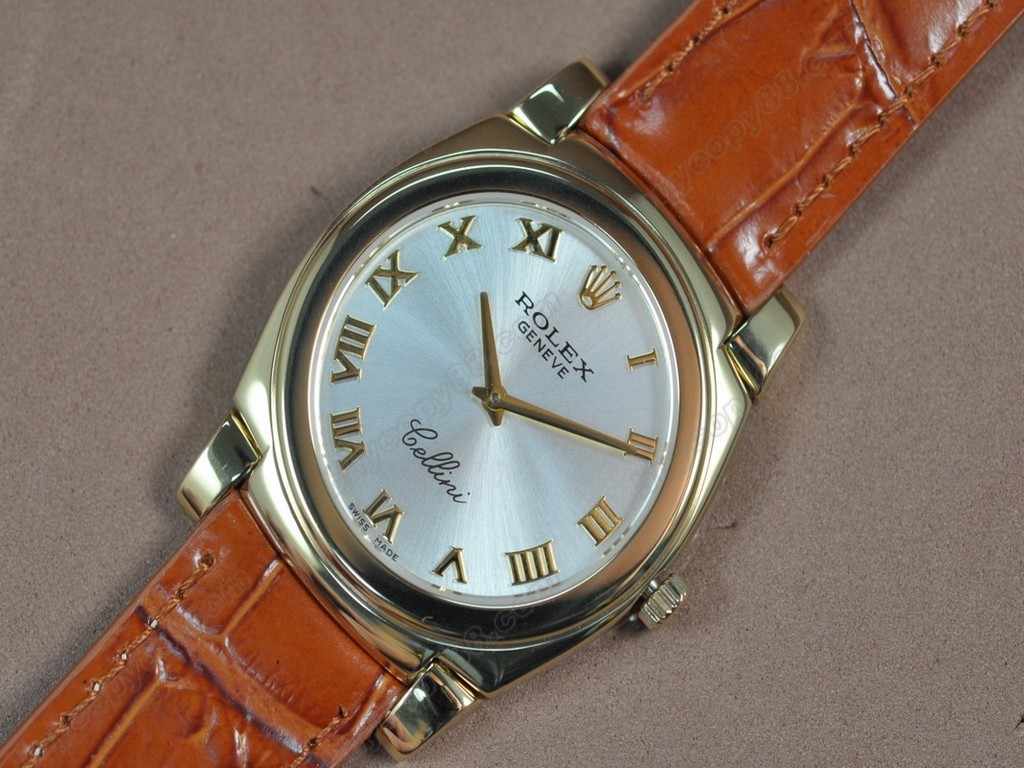 勞力士【男女兼用】 Cellini 36mm YG/LE Pearl blue dial Ronda 762 石英機芯搭載7
