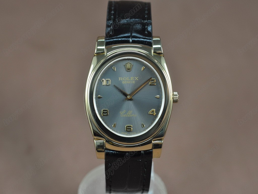 勞力士【男女兼用】Cellini 36mm YG/LE Pearl blue dial Ronda 762 石英機芯搭載0