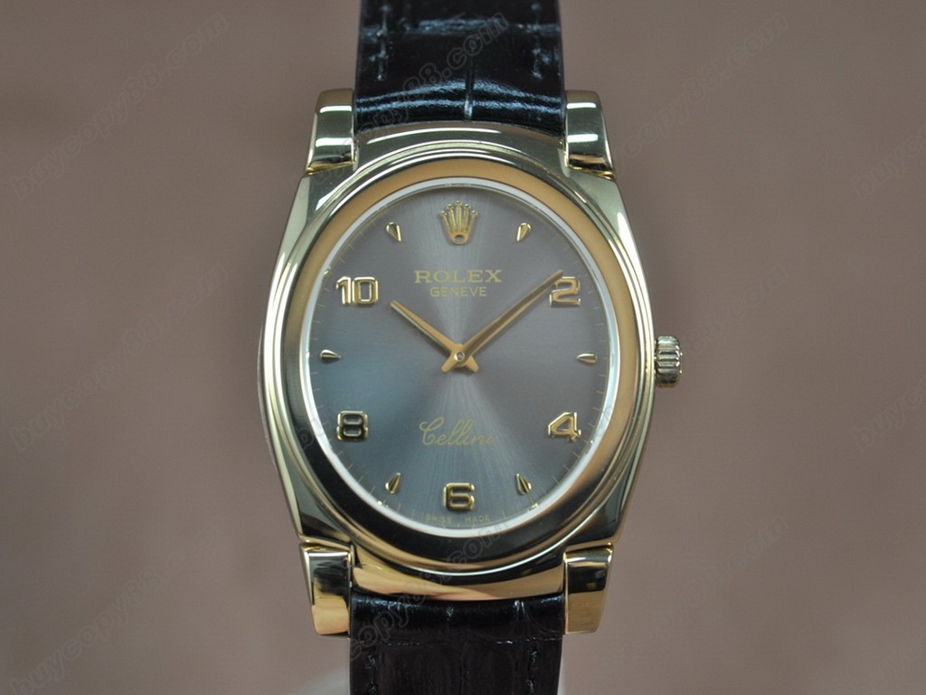勞力士【男女兼用】Cellini 36mm YG/LE Pearl blue dial Ronda 762 石英機芯搭載1