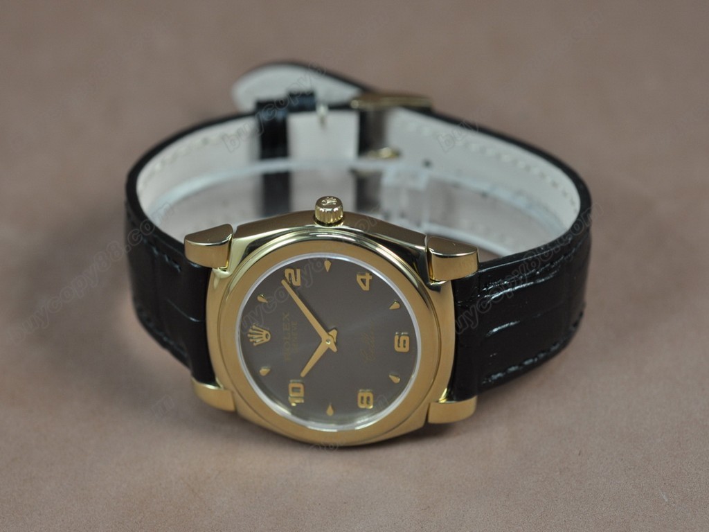 勞力士【男女兼用】Cellini 36mm YG/LE Pearl blue dial Ronda 762 石英機芯搭載2