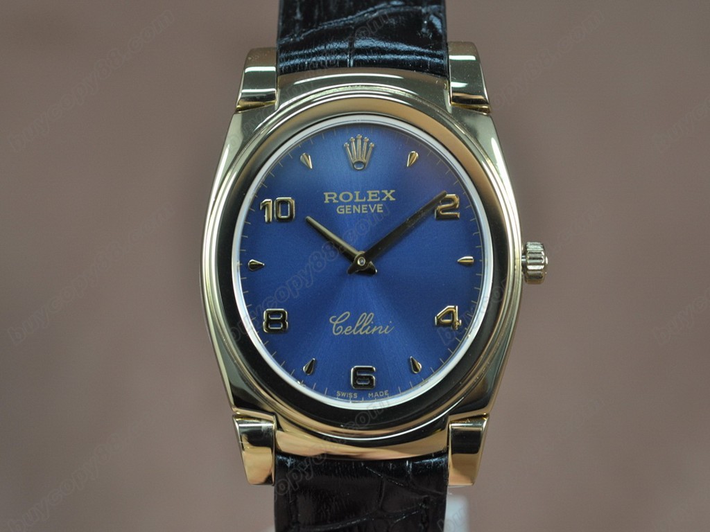 勞力士【男女兼用】Cellini 36mm YG/LE Pearl blue dial Ronda 762 石英機芯搭載1