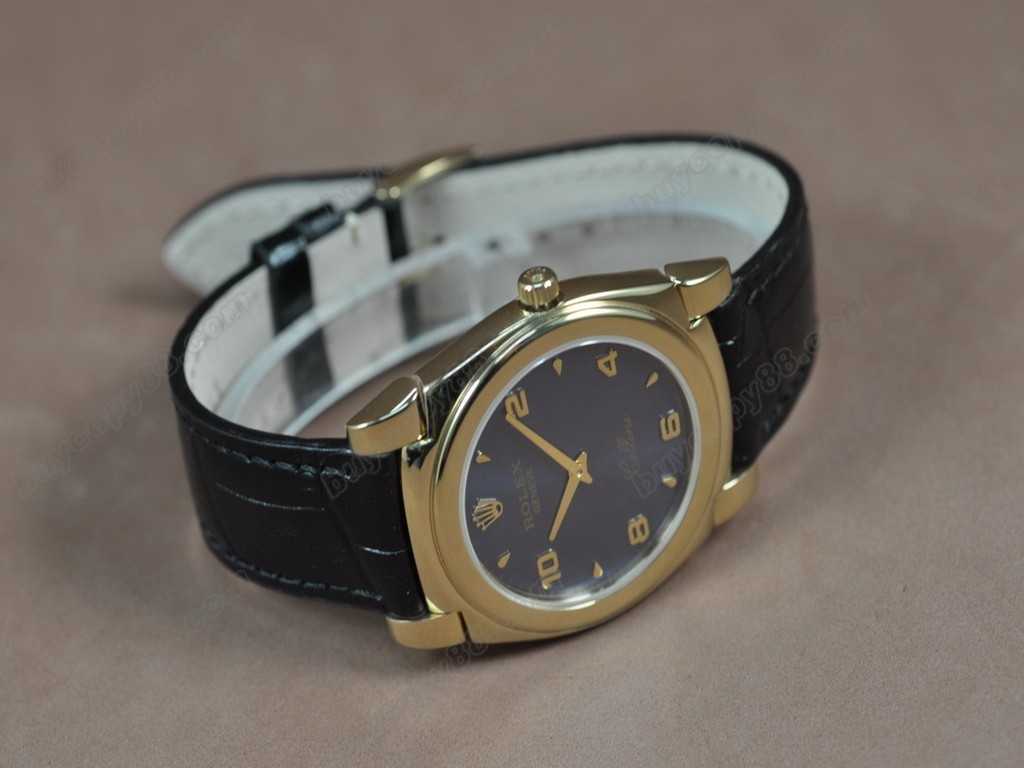 勞力士【男女兼用】Cellini 36mm YG/LE Pearl blue dial Ronda 762 石英機芯搭載2