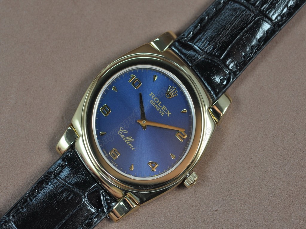 勞力士【男女兼用】Cellini 36mm YG/LE Pearl blue dial Ronda 762 石英機芯搭載3