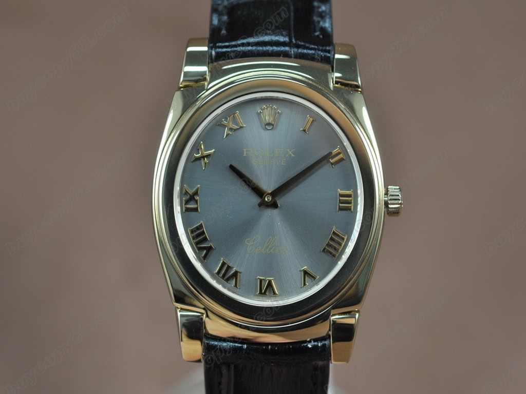 勞力士【男女兼用】Cellini 36mm YG/LE Pearl blue dial Ronda 762 石英機芯搭載1