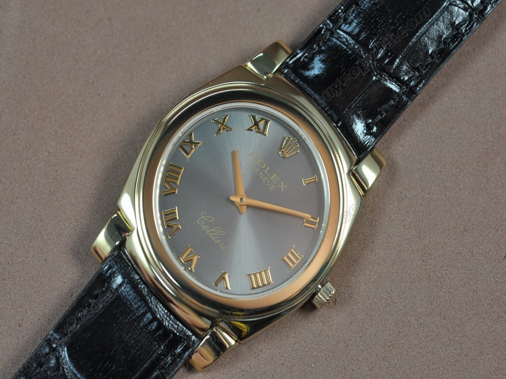 勞力士【男女兼用】Cellini 36mm YG/LE Pearl blue dial Ronda 762 石英機芯搭載3