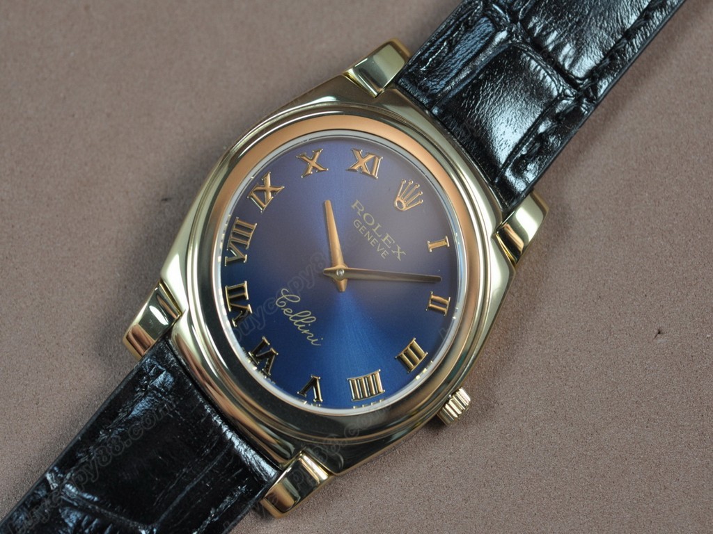 勞力士【男女兼用】Cellini 36mm YG/LE Pearl blue dial Ronda 762 石英機芯搭載3