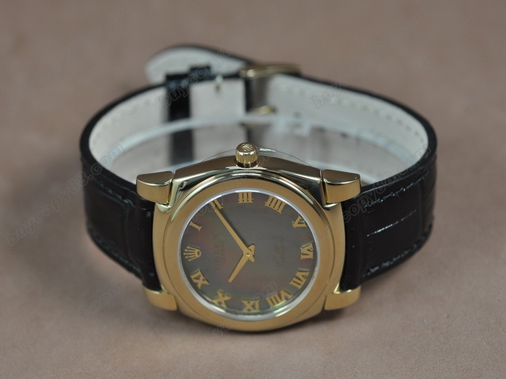 勞力士【男女兼用】Cellini 36mm YG/LE Pearl blue dial Ronda 762 石英機芯搭載2